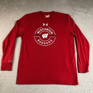 Wisconsin Badgers Shirt Men M Under Armour NCAA Sportswear Logo Charged Heatgear